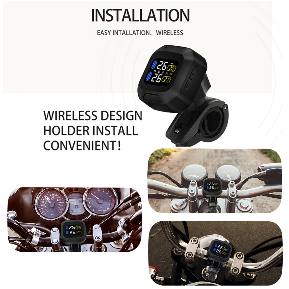 M3 LCD Motorcycle TPMS Tyre Pressure Monitor System With USB External Sensors Moto Waterproof Wireless Alarm Pressure Gauge