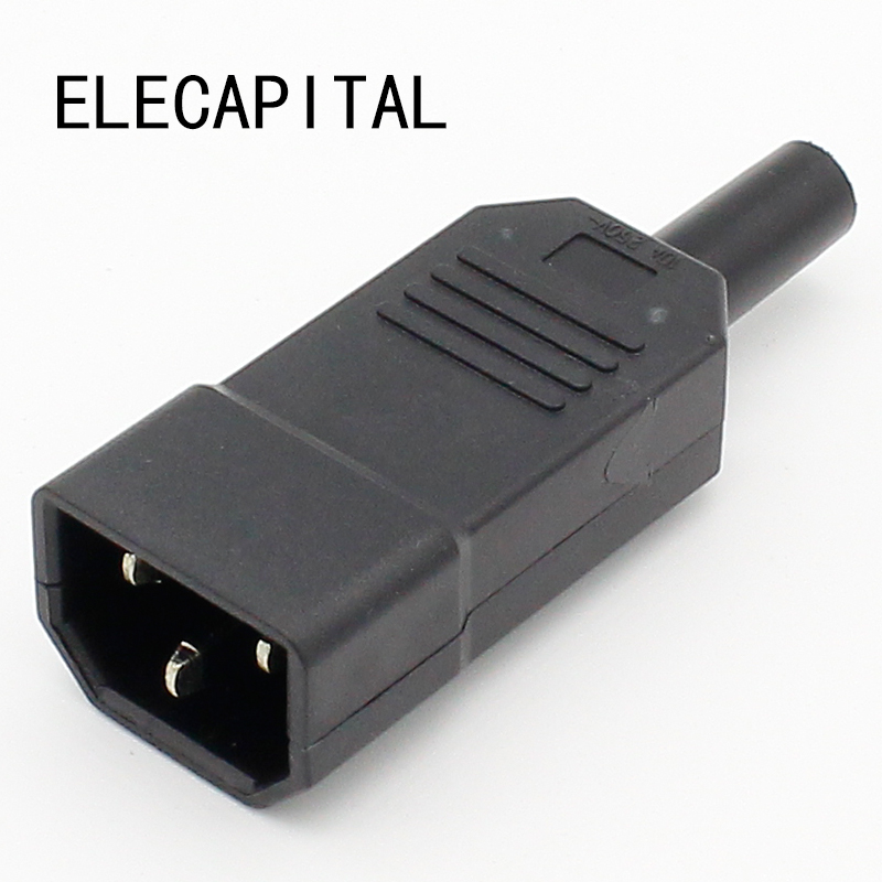 10pcs New Wholesale Price 10A 250V Black IEC C13 Male Plug Rewirable Power Connector 3 pin ac Socket