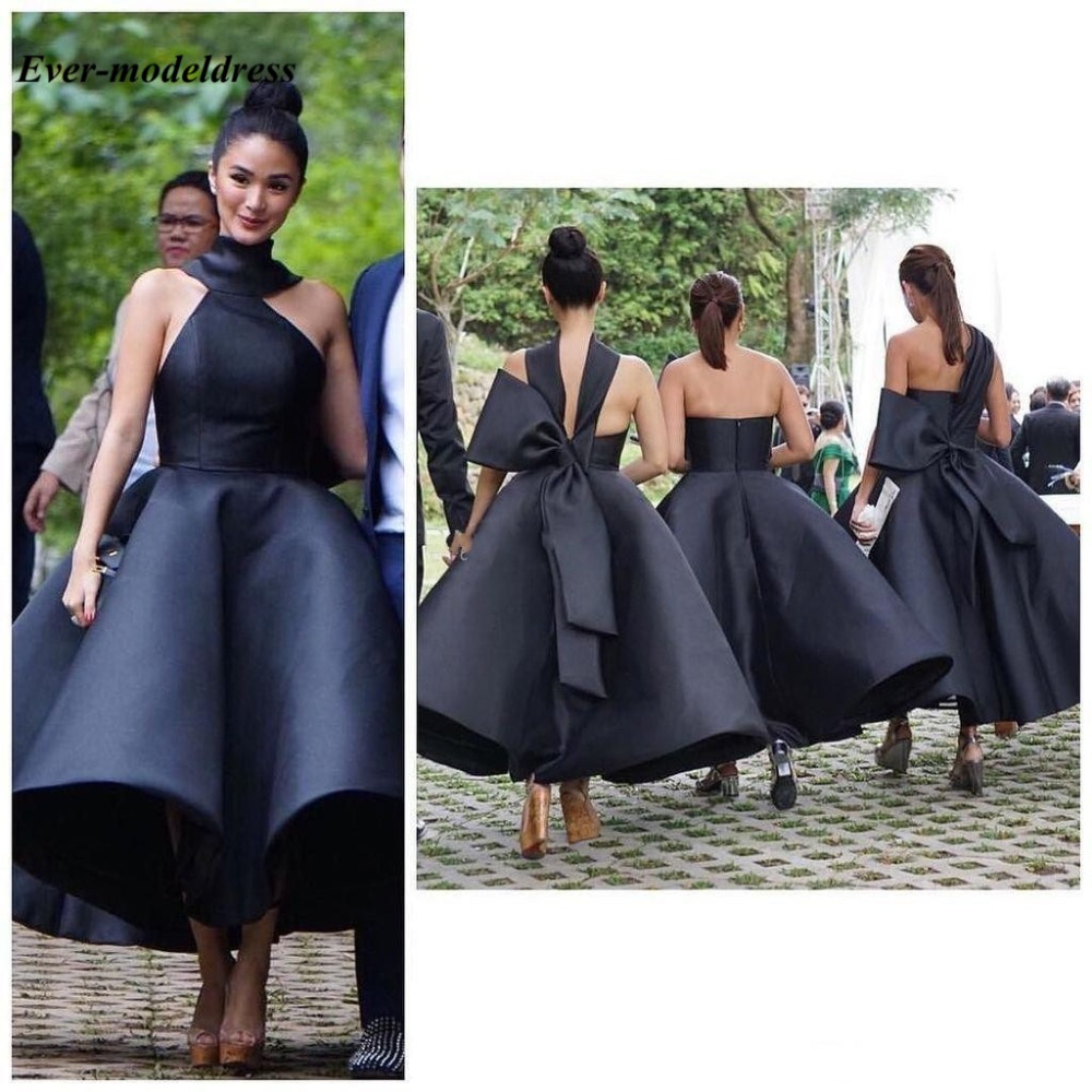 2018-unique-design-tea-length-bridesmaid-dresses-halter-backless-big-bow-short-black-maid-of-honor-wedding-guest-party-gowns-cheap_conew1