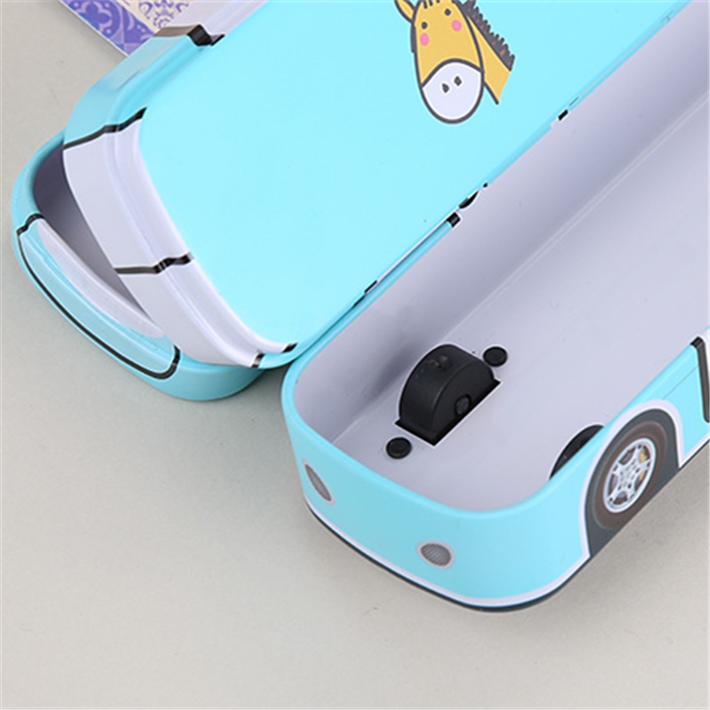 Tin Cartoon Cute Pencil Case Double Layer for Girl Iron Tinplate Metal Pencil Box Office Stationery Supplies Desktop Storage Box