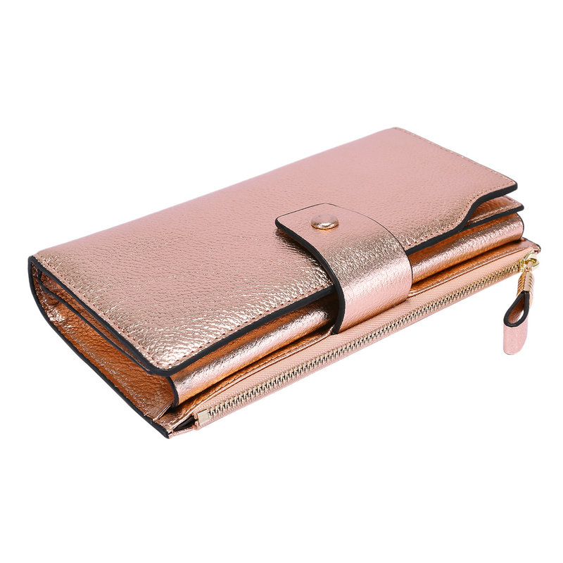 ITSLIFE 2019 Women Genuine Leather RFID Blocking Functional Wallet Zipper Long Glint Card Holder Ladies Coin Purse Iphone