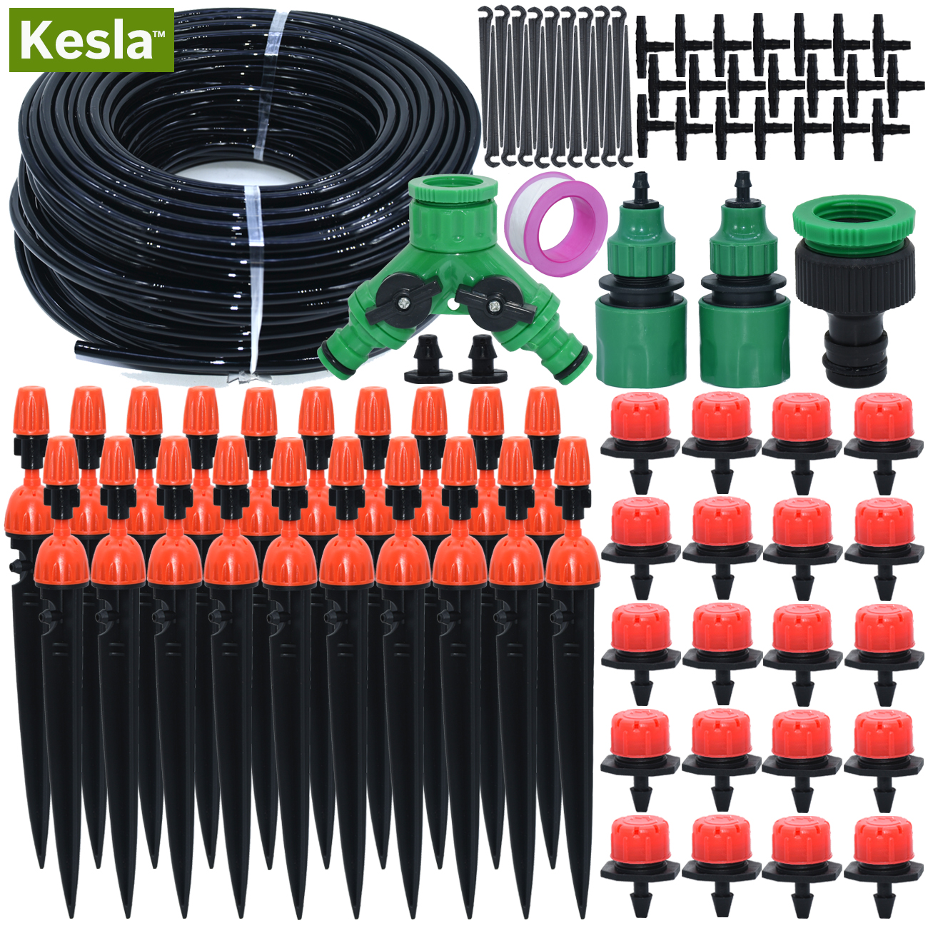 KESLA 5M-30M Drip Irrigation Watering Kits System Garden Greenhouse Automatic Adjustable Drippers 8 Outlets Sprinkler 4/7mm Hose