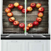 Rustic Kitchen Window Curtains Rustic Wooden Surface Fresh Ripe Apples Veggies Fruit Healthy Living Theme Window for Kitchen