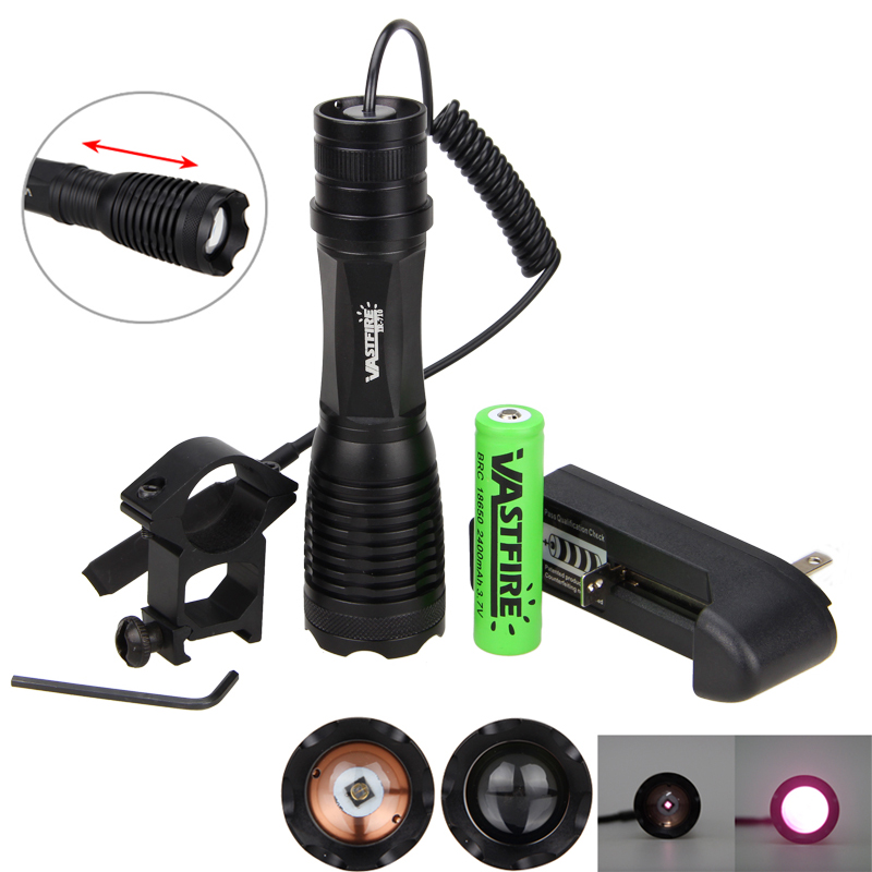 5W 940nm IR LED Light Zoom lnfrared Radiation Flashlight Hunting Torch for Night Vision Device + Steel 20mm Rail Scope Mount