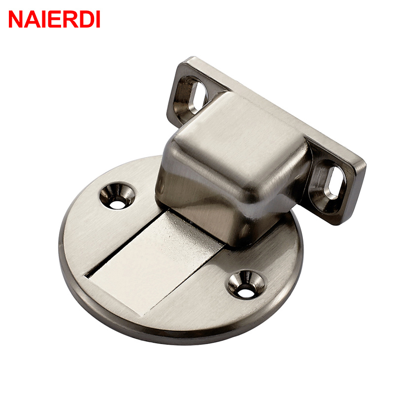 NAIERDI Door Holder Catch Zinc Alloy Casting Floor-Mounted Magnetic Door Stopper Door Stops Floor Suction For Furniture Hardware