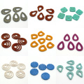 4pcs Bohemian Waterdrop Horseshoe Square Earring Charms Plastic Fake Rattan Earrings Pendant Accessory Diy For Jewelry Make