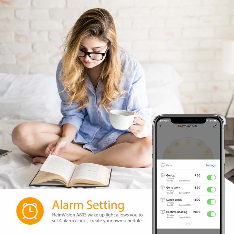 WIFI Smart Voice Control Alarm Clock Wake Light Digital Night Light Clock Compatible With Alexa Google Home Lynx Smart Life