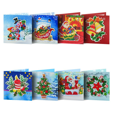 HUACAN Diamond Painting Christmas Cards 5D Diamond Embroidery Cross Stitch Santa Claus Greeting Postcards Gift