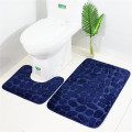 2Pcs Anti-Slip Bath Mat Bathroom Carpet Rug Set Flannel Kitchen Bath Mat Carpet Bathroom Toilet Rug Washable Restroom Carpet