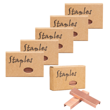 6 Boxes Rose Gold Staples Standard Stapler Refill 26/6 Size 5700 Staples for Office School Supplies