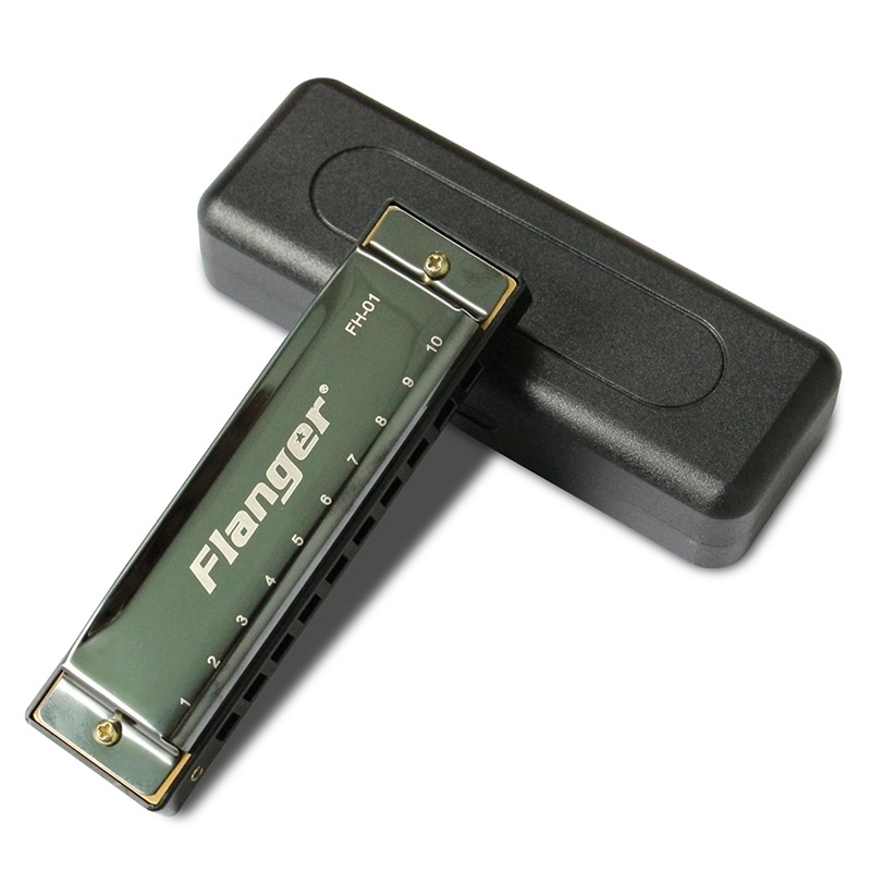 Flanger FH-01 Diatonic Blues Harmonica Standard 10 Hole 20 Tone with Case Key of C for Beginner Professionals