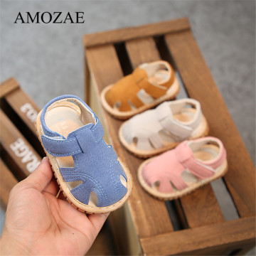 Baby Shoes Summer Rubber Bottom First Walker Breathable Beach Infant Toddler Anti-Slip Pink Denim Cute Baby Shoes