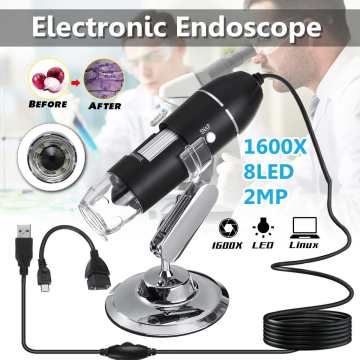 1600X 1000X USB Digital Microscope Camera Endoscope 8LED Magnifier with Metal Stand