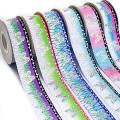 Butterfly Laser Silver Grosgrain Ribbon Kimetsu No Yaiba Printed Background