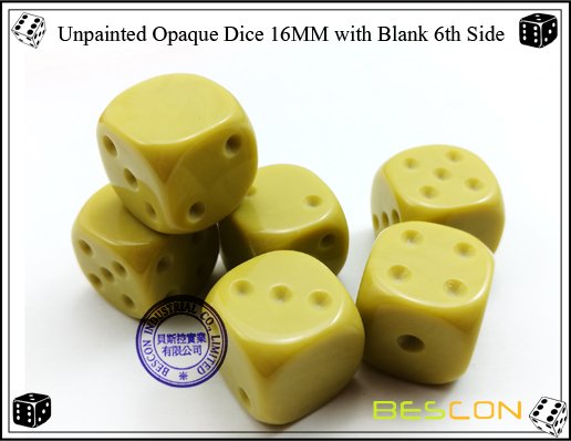 Unpainted Opaque Dice 16MM with Blank 6th Side-9