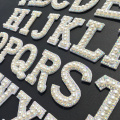 New!A-Z Pearl Rhinestone English Letter Patches Sew on Stickes Applique 3D Handmade Beaded Diy Cute