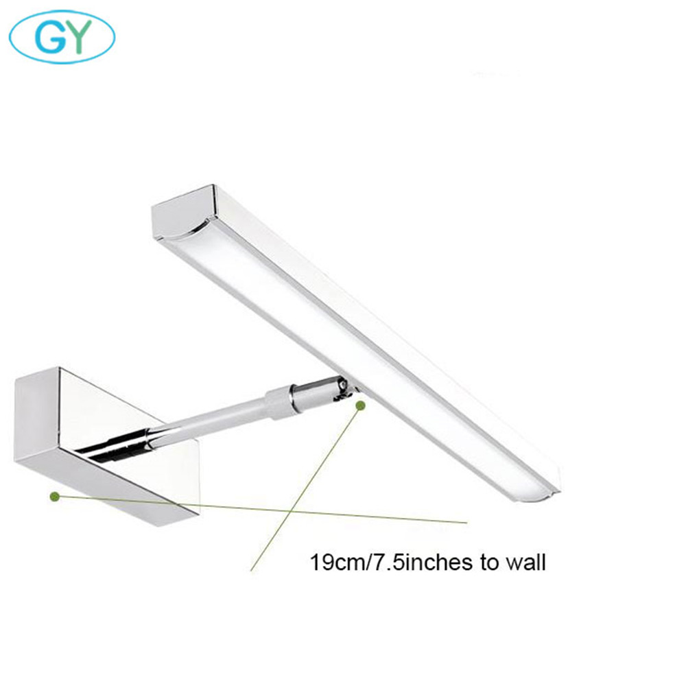 Modern stainless steel bathroom mirror light, Home cabinet led wall lamp, Chrome stretchable dressing table vanity lighting