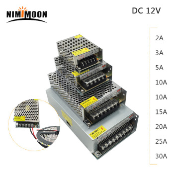 DC 12V LED strip driver Power Adapter 1A 2A 3A 5A 10A 15A 20A Switch Power Supply AC110V-220V 12V Transformer Power 60W 78W 120W