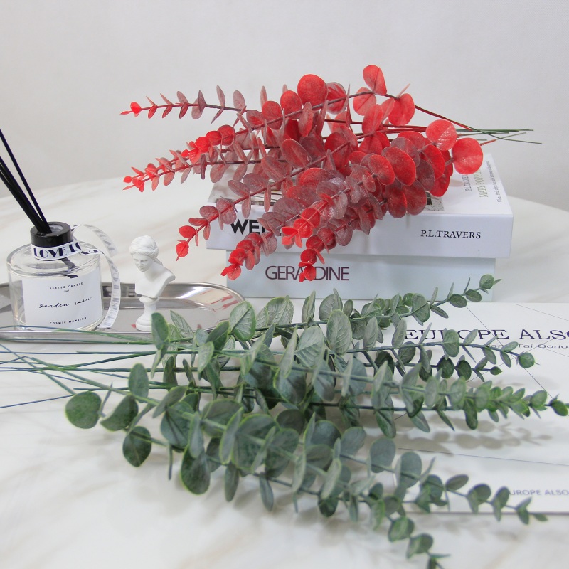 Simulation green plant single eucalyptus leaf imitation dry branch artificial fake flower wedding shooting prop home decoration