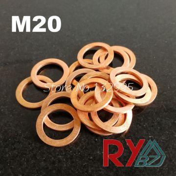 Copper Flat Washer M20 Seal Gasket inner diameter 20mm Sealing Ring Thin Sheet T3 Red copper washer