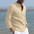 Retro Baggy Cotton Linen Solid Men's Shirt Long Sleeve Button Men Shirt Casual Tops Blouse Shirts for Men camisa masculina