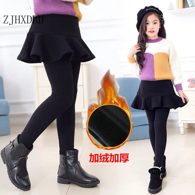 Lotus Leaf Skirt Baby Clothes Plus Velvet Toddler Children Sweatpants 2020 Kids Trousers Autumn Leggings for Girls Pants Cotton