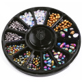 1 Box Hollow Studs Nail Art Rhinestone Gold Silver Clear Flat Bottom Mixed Shape DIY Nail Art 3D Decoration In Wheel