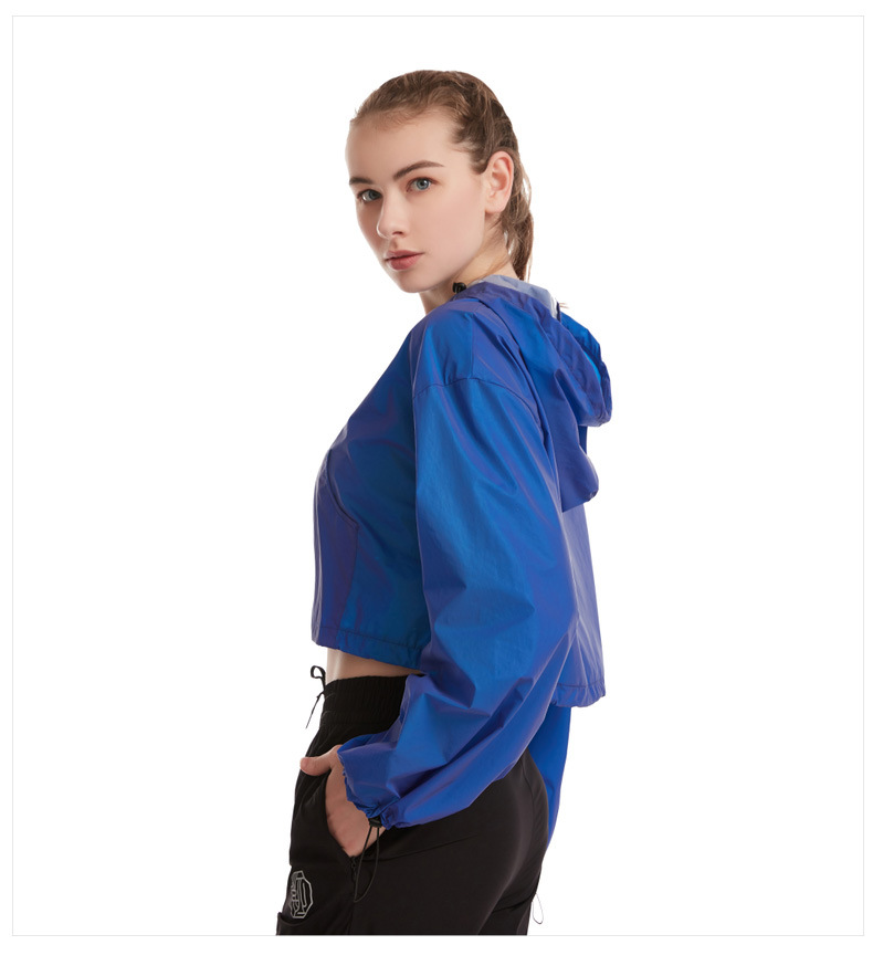 Crop Rainbow Reflective Windbreaker Jacket