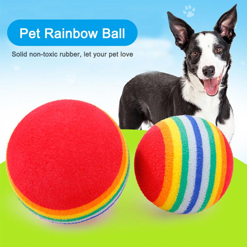 1/2/5pcs Pet Toy Balls Rainbow 3.5cm Interactive Cat Toys EVA Play Chewing Bait Toy Cat Dog Training Toy Pet Supplies