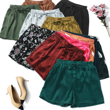 100% Pure Silk Women's Shorts solid colors with pockets with belt in 15 colors one size JN429