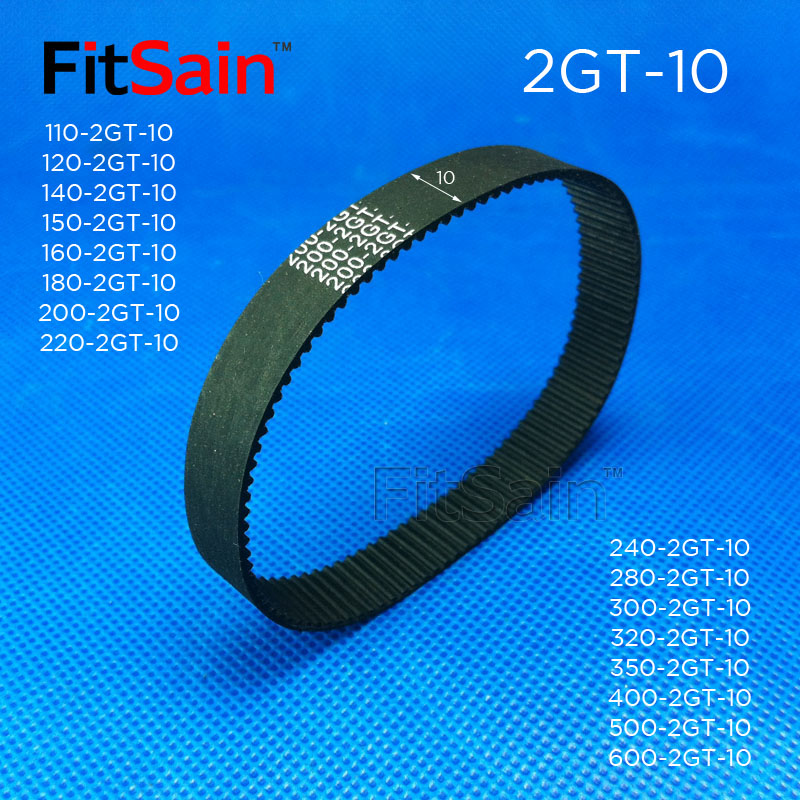 FitSain--2GT Width 10mm Timing Belt Rubber Belt GT2 Synchronous Wheel circumference 110-600mm ring