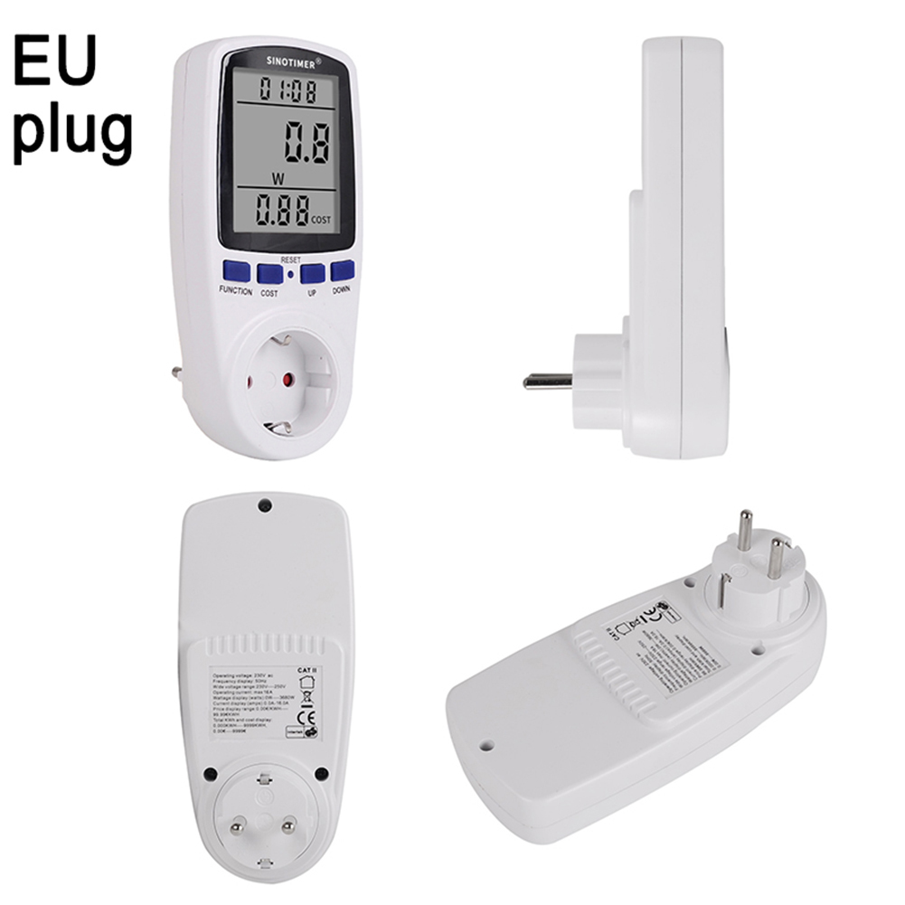 Intelligent Large LCD Display Electricity Monitoring Socket Voltage Wattmeter Household Power Consumption Energy Meter
