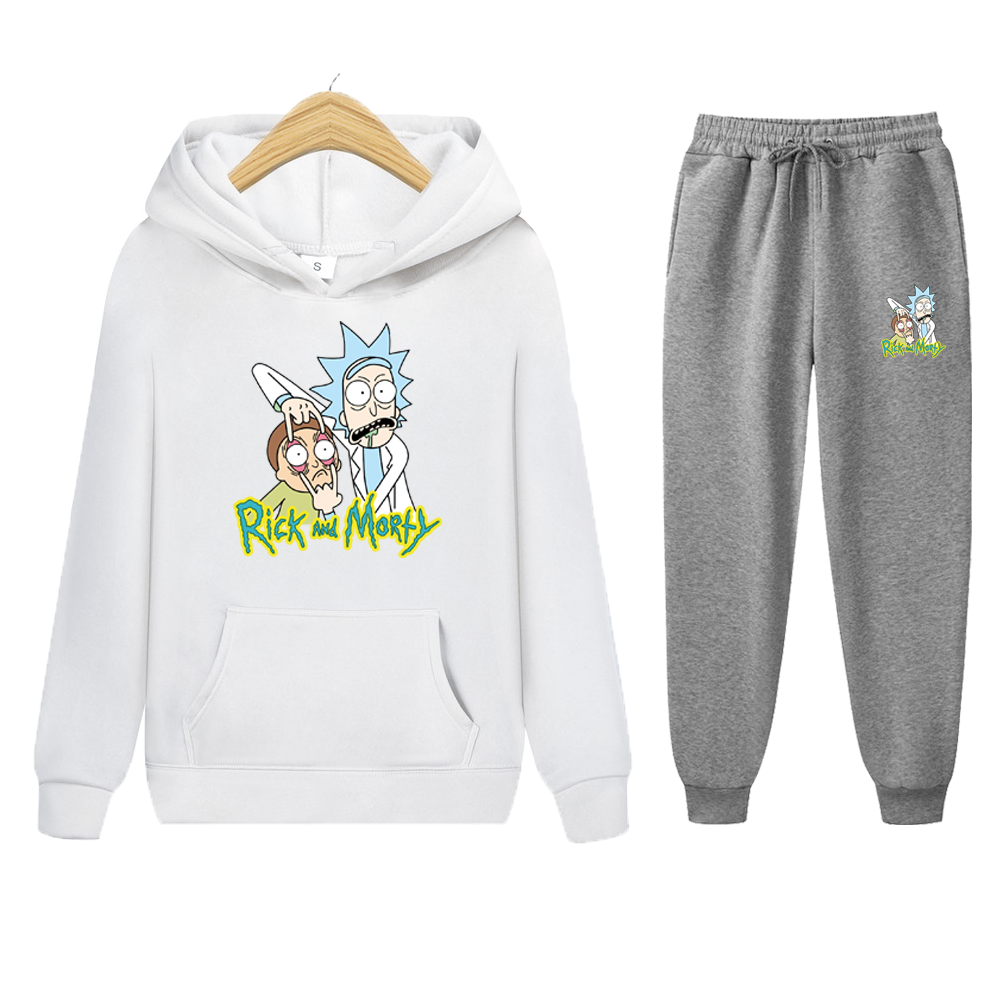 Two-piece fashion hooded sweatshirt funny funny Morty Rick sportswear men's track suit hoodie autumn brand clothes hoodie + pant