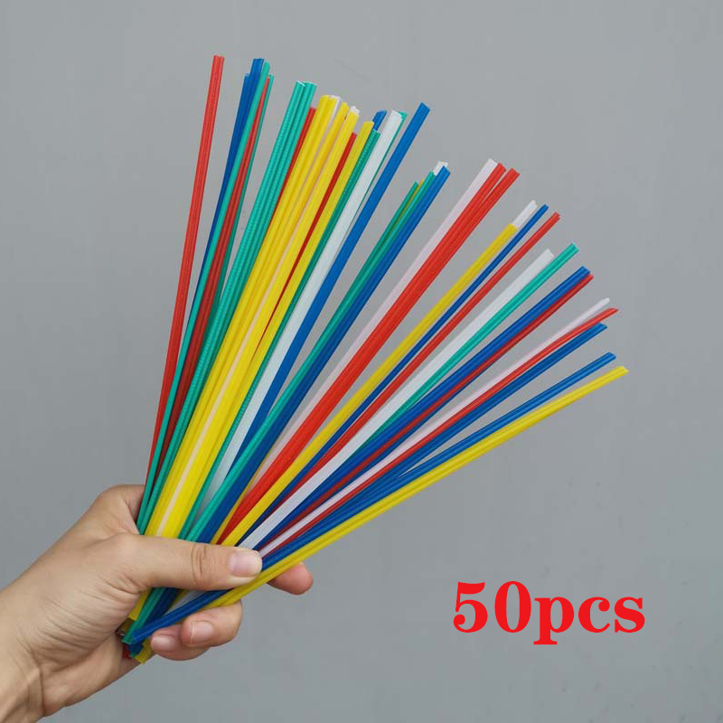 50pcs PP/PVC Welding Rod Colorful Plastic Welding Rods Bumper Repair Welder Sticks White /Green /Blue /Yellow /Red