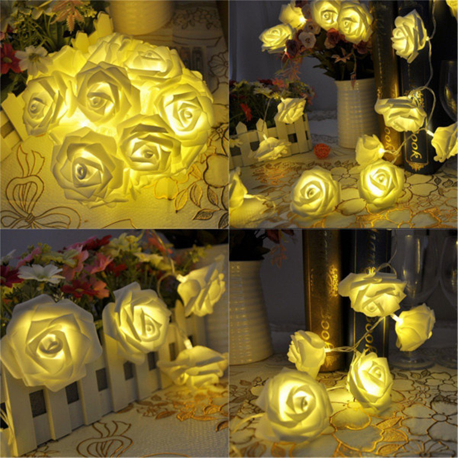 1M/2M/5M/10M Rose Flower LED String Lights Battery Operated Christmas Holiday Lights For Valentine Wedding Decoration