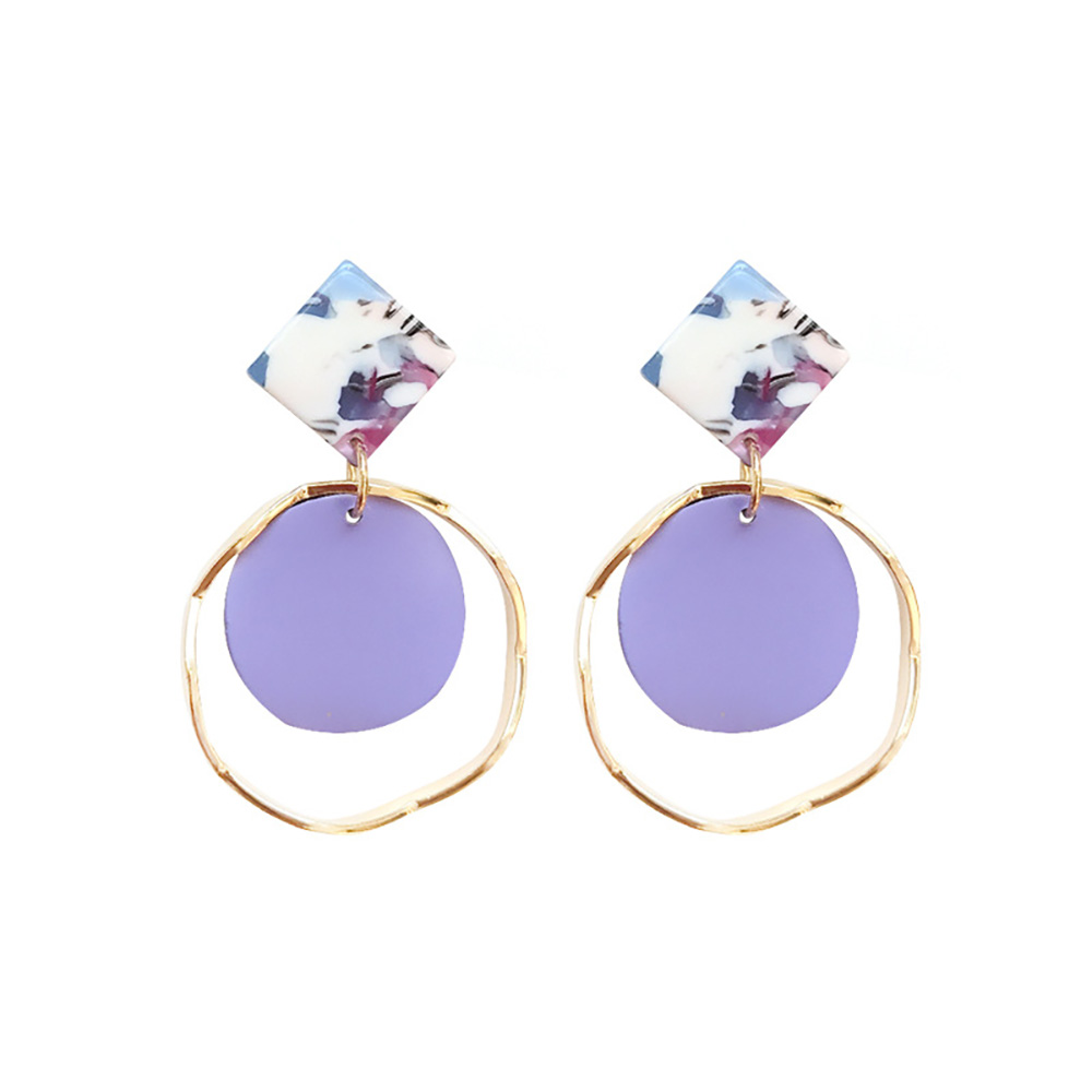 Geometric Round Dangle Earring Fashion Boho Candy Colored Drop Earrings Simple Circle Statement Earrings Shining Jewelry Gift