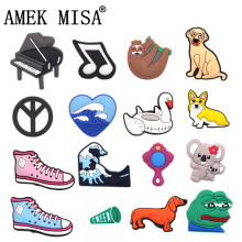 Single Sale 1pcs Piano/Waves/Koala/frog PVC Shoe Charms Accessories Cute Dog Shoe Decoration for Croc jibz Kids Party X-mas Gift