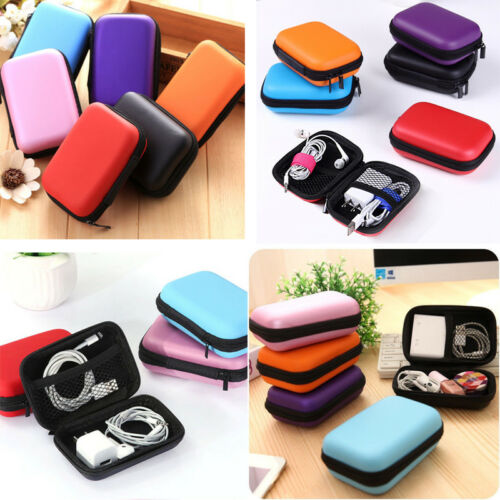 Organization Portable Storage Bag Hard Hold Case For Earphone Headphone Earbuds Mp3 USB Cable Stuff Solid Red Mini Storage Box