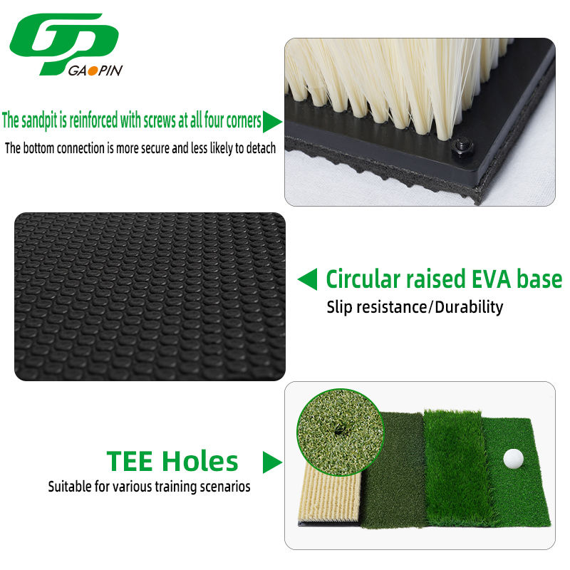 4 in 1 Golf Hitting Mat Simulated Bunker Long Short Grass Practice Mat with EVA Base Non Slip Durable Artificial Turf5