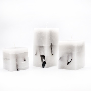 KH Set Of 3 Paraffin Wax Candles Home Decoration Handmade Long Burning Decorative Square Pillar Candle favors Christmas Gift