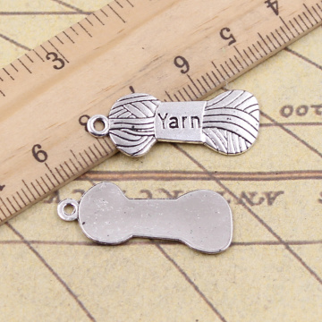 15pcs Charms Yarn Skein Knit Crochet 31x12mm Antique Silver Color Pendants Making DIY Handmade Tibetan Finding Jewelry