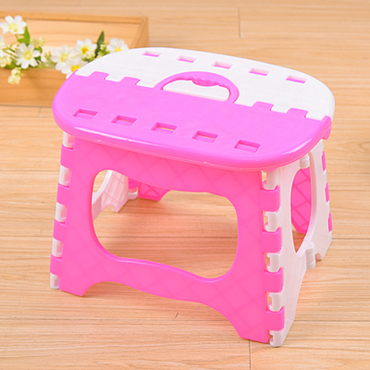 H Cute Portable Plastic Stools Thicken Step Folding Child Stools Plastic Folding Chairs Kids Stools Pink Blue