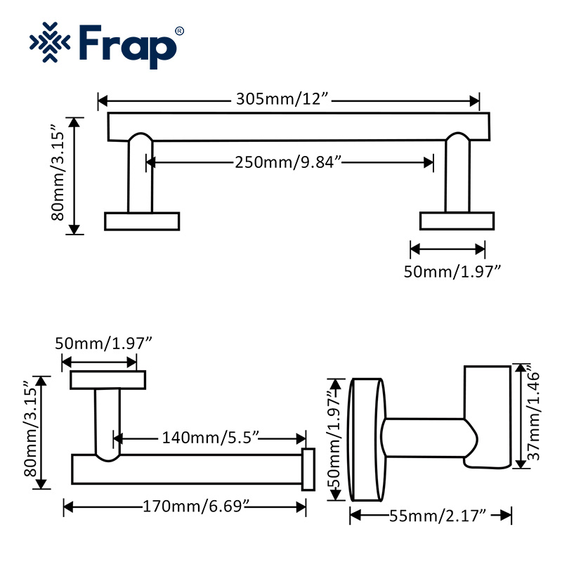 Frap Bathroom Hardware Set 304 Stainless Steel Towel Rack Toilet Paper Holder Liquid Soap Holder Towel Bar