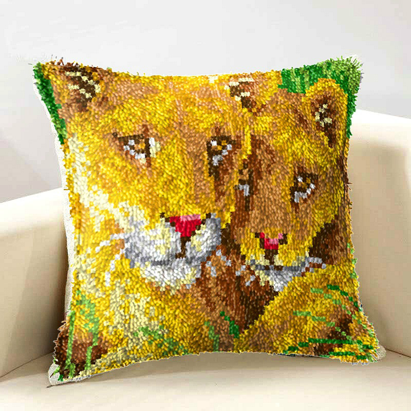 Diy Cushion Carpet Embroidery Latch Hook Rug Kits Pillowcase Handmade Section Wool Embroidered Needlework for Pillow Case G