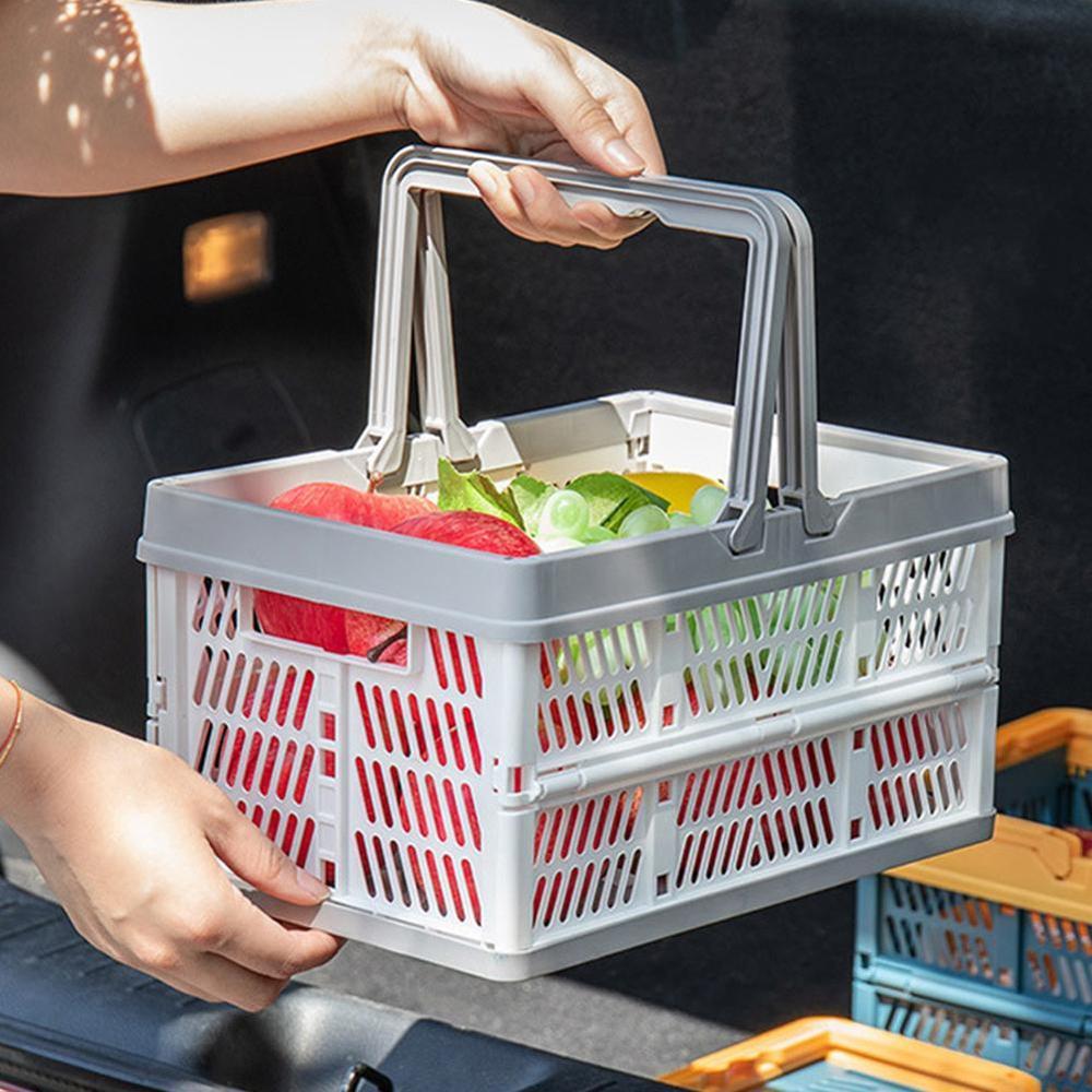 Collapsible Crate Folding Storage Box Basket With Handles Transportable Container Crate Durable Foldable Utilit Portable Z0W8