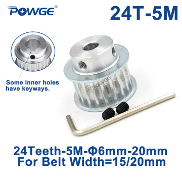 POWGE 24 Teeth HTD 5M Synchronous Pulley keyway Bore 8/10/12/14/15/16/17mm for Width 15/20mm HTD5M Timing Belts Gear 24Teeth 24T