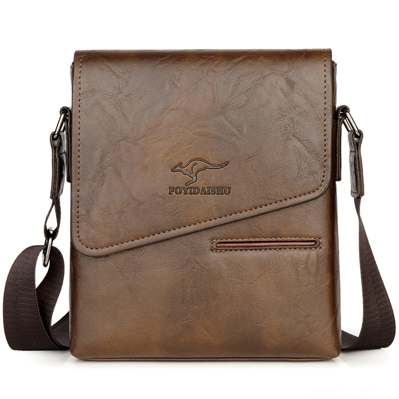 Kangaroo Luxury Brand Vintage Men Shoulder Bag Leather Messenger Bag Waterproof Office Business Crossbody Bag For Male Handbags