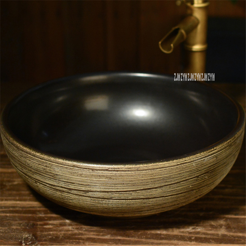 Bathroom Artistic Line Basin Household High Temperature Ceramics Sink Toilet Hand Made Washing Basin Bowl For Hotel Club KTV