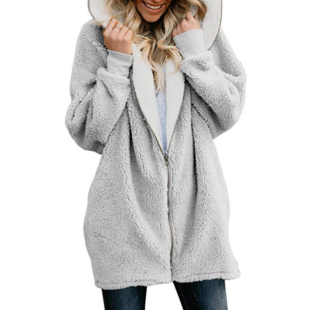 Winter Women Fleece Faux Fur Coat Hoodie Outwear Women Jackets Coat Ladies Casual Warm Soft Fluffy Cardigans Femme Plus Size