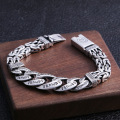 Weave Men Bracelet Bangle Pure 925 Sterling Silver Buddha Mantra Indian Bracelet perle homme fine Jewelry 2020 New Arrival B02